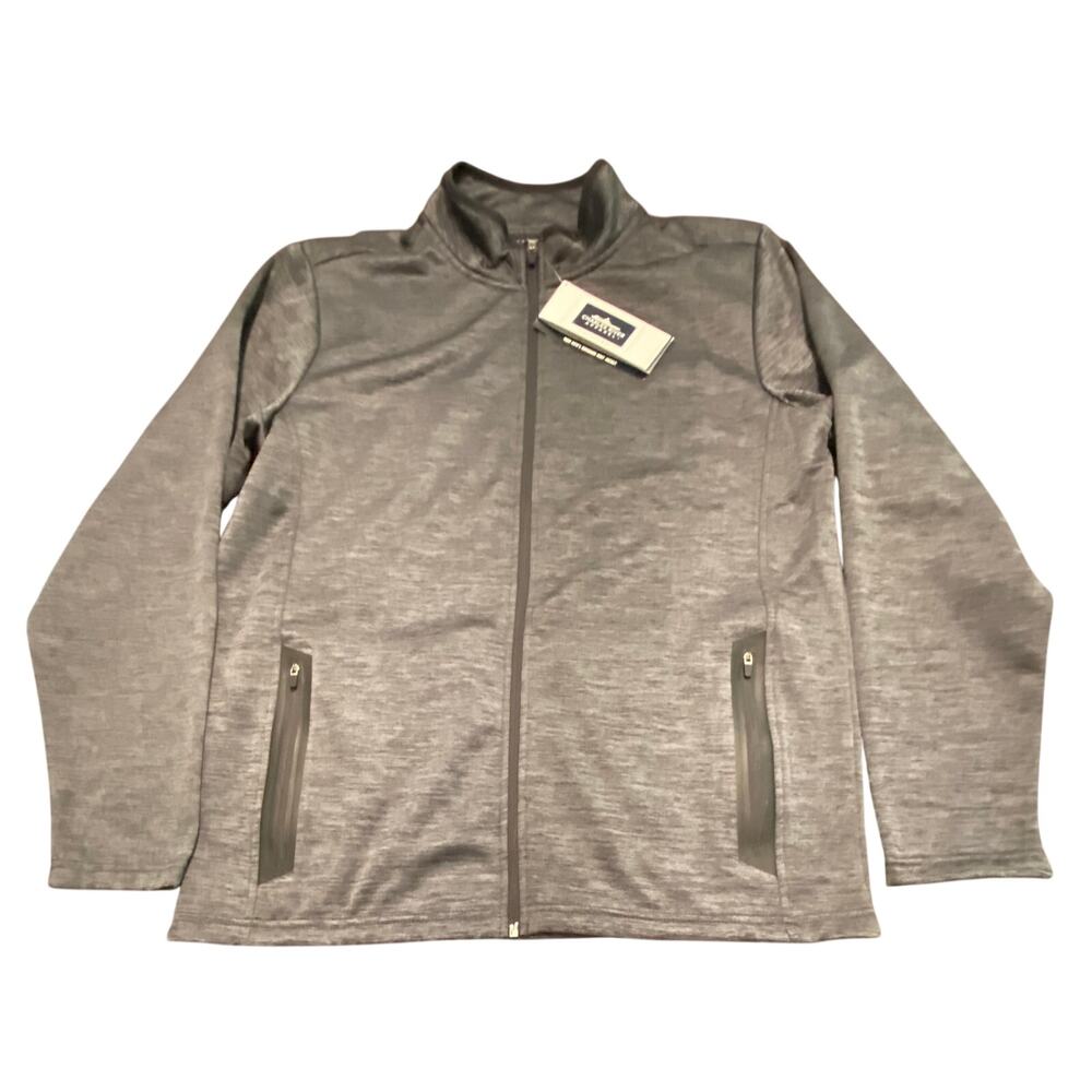 NWT Charles River Brigham Knit Jacket Gray Full Zip Fleece Lined Men L Golf Hike